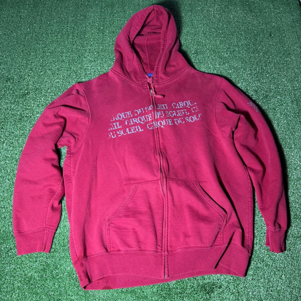 Cirque Du Soleil Red Full Zip Graphic Hoodie Sweatshirt Sun Logo Mens L